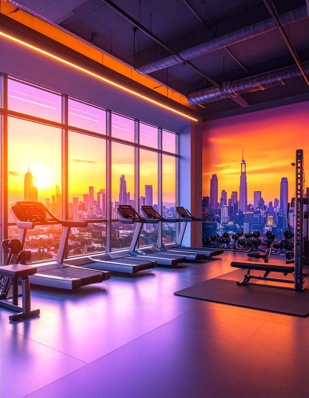 Urban Skyline Silhouette Gym Mural - 25 Gym Murals