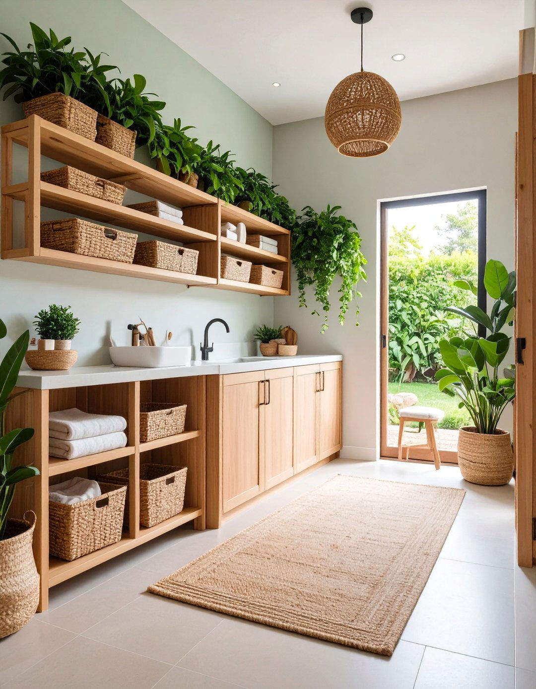 Utility Room with Natural Material Focus - 25 Small Utility Room Ideas