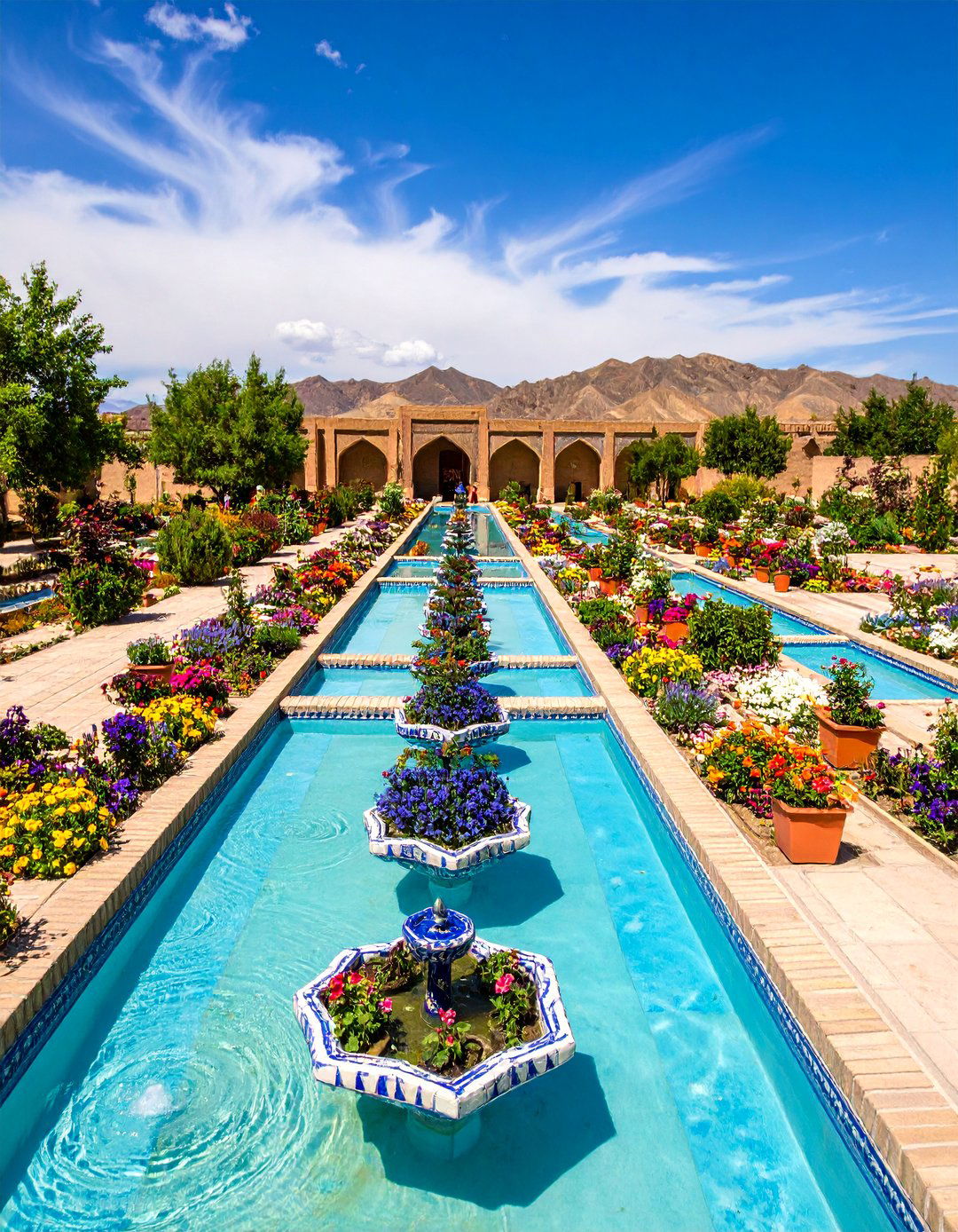 Uzbek Silk Road Garden with Ceramic Tiles - 25 Asian Landscaping Ideas