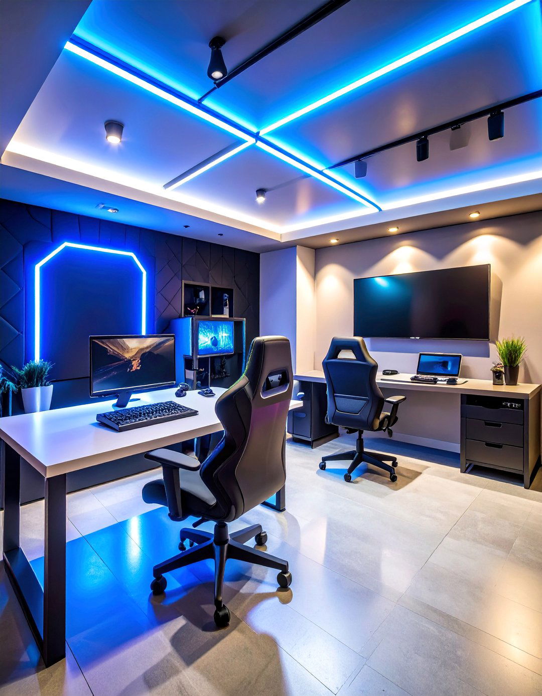 VR Gaming Basement with Futuristic Design - 25 Basement Game Room Ideas