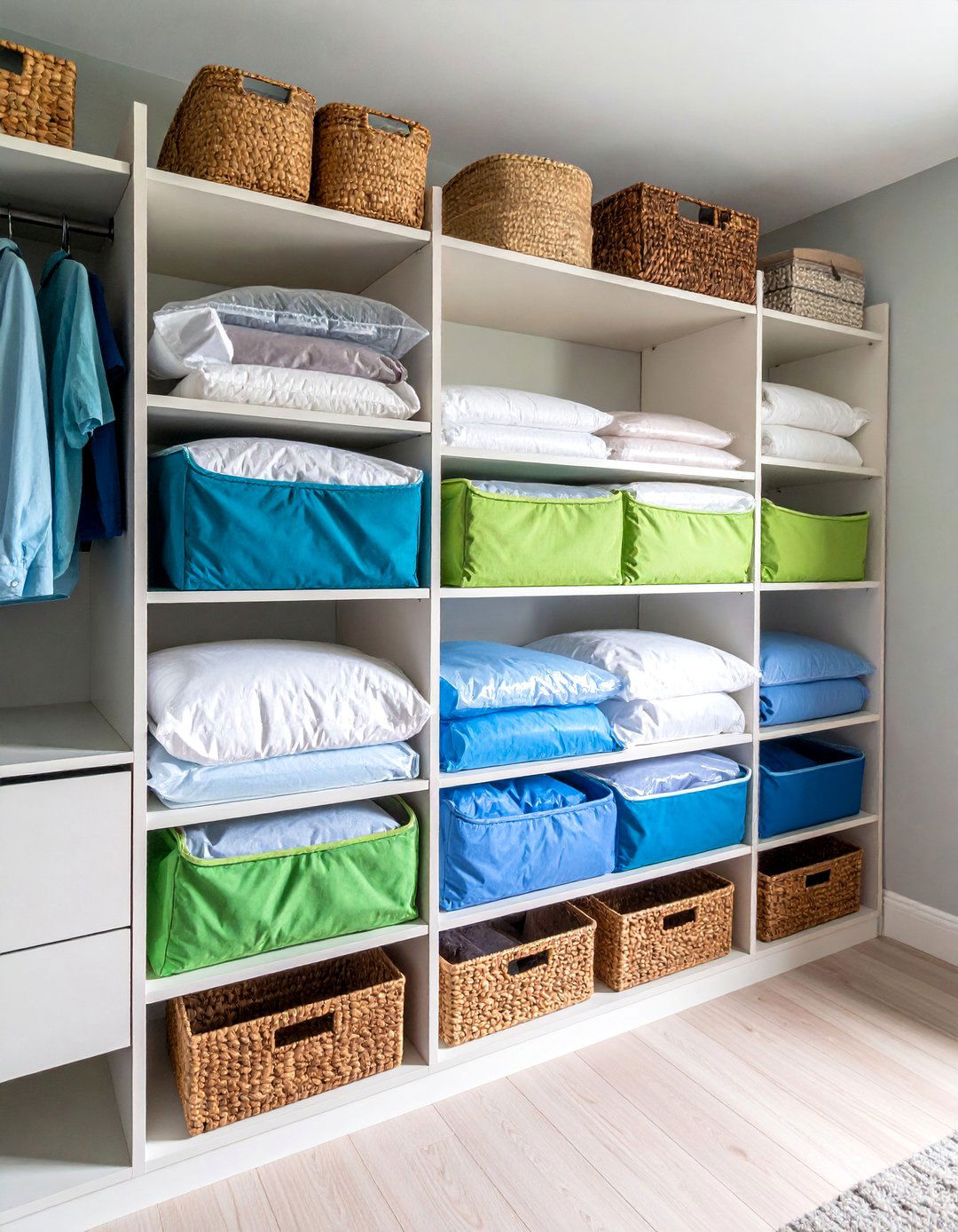 Vacuum Storage Bags in Closet Organizers - 25 Bedding Storage Ideas