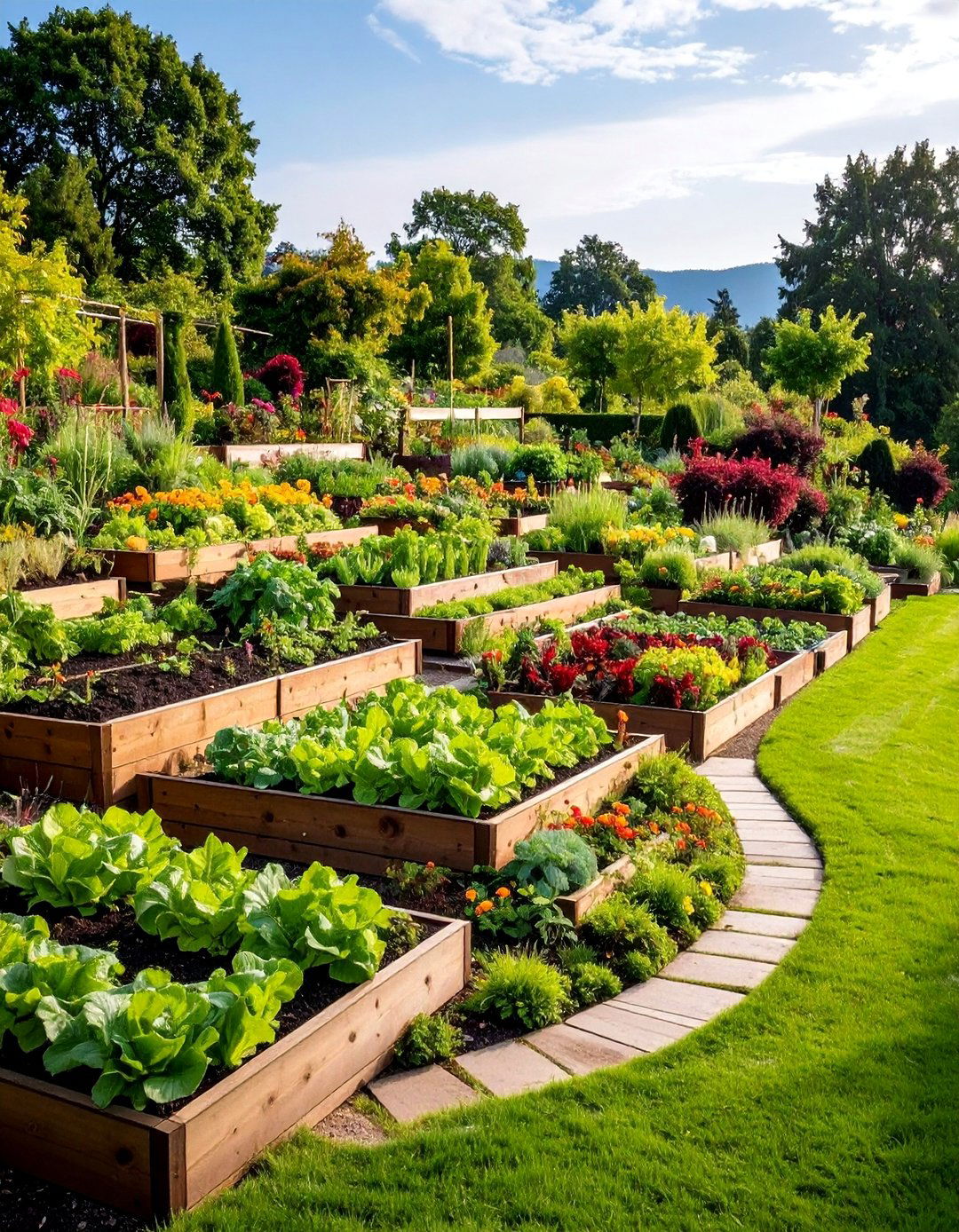 Vegetable Garden Terraces with Seasonal Crop Rotation - 25 Down Sloped Backyard Ideas