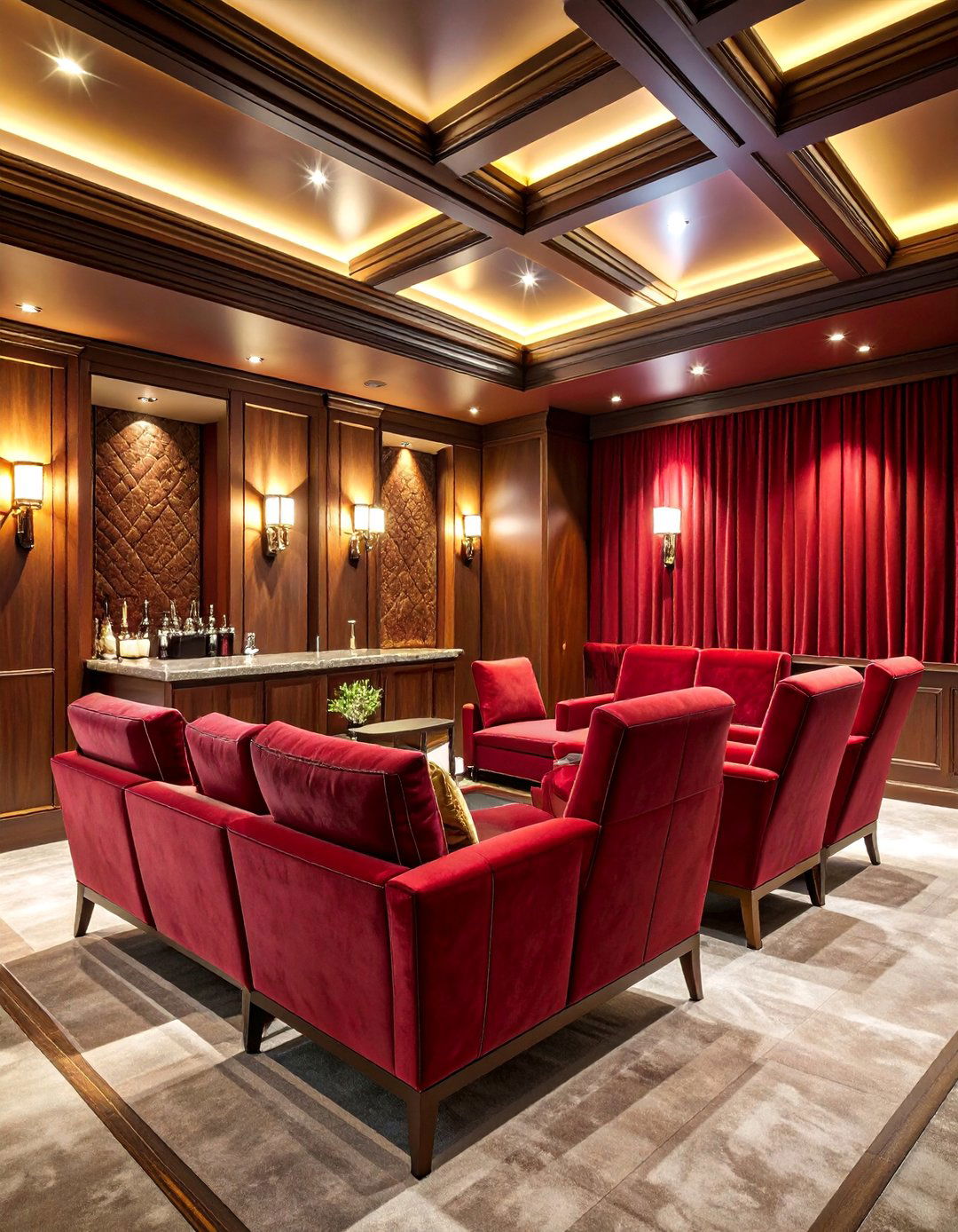 Velvet Draped Luxury Theater Room - 25 Luxury Interior Design Ideas