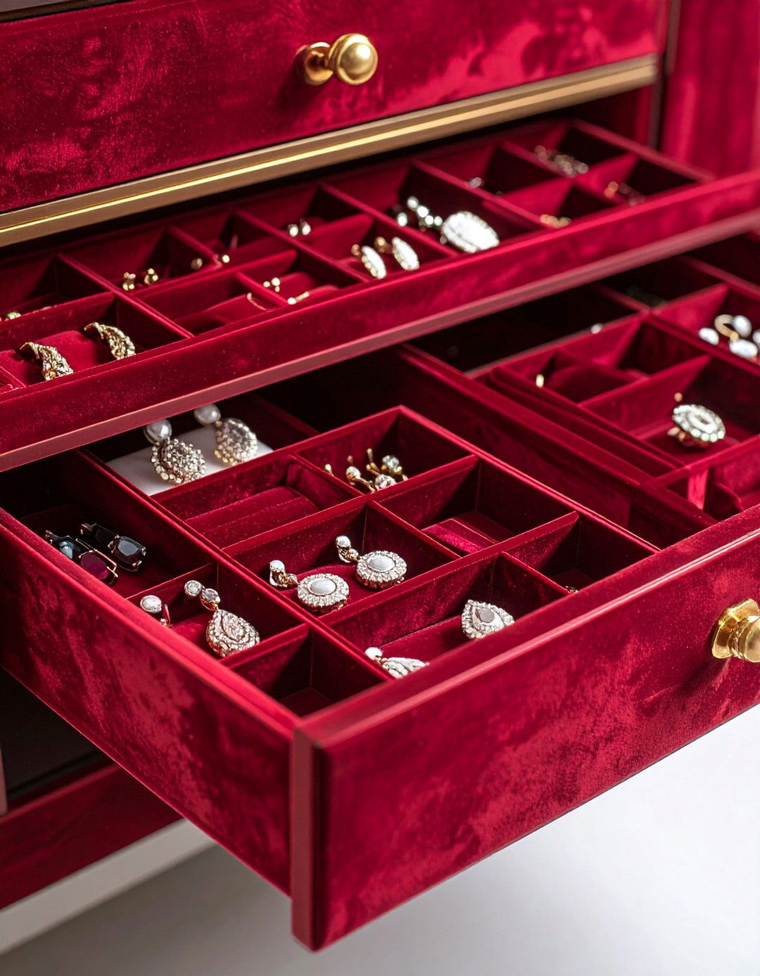 Velvet Lined Drawer Organizer System - 25 Earring Storage Ideas