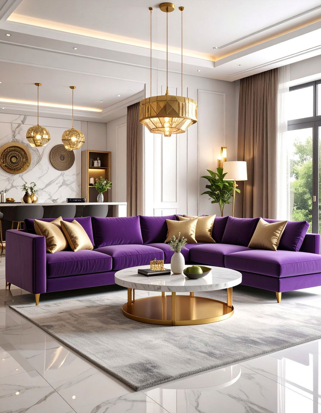 Velvet Sectional Luxury Lounge - 25 70s Living Room Ideas