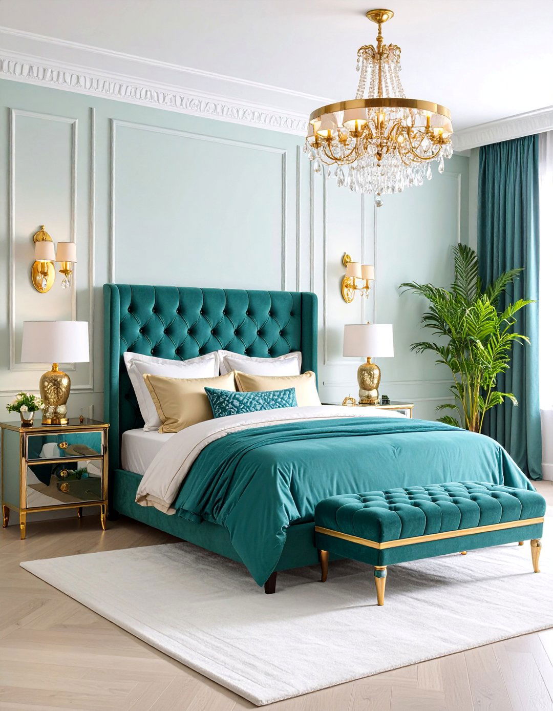 Velvet Tufted Bedroom Sanctuary - 25 Glam Interior Design Ideas
