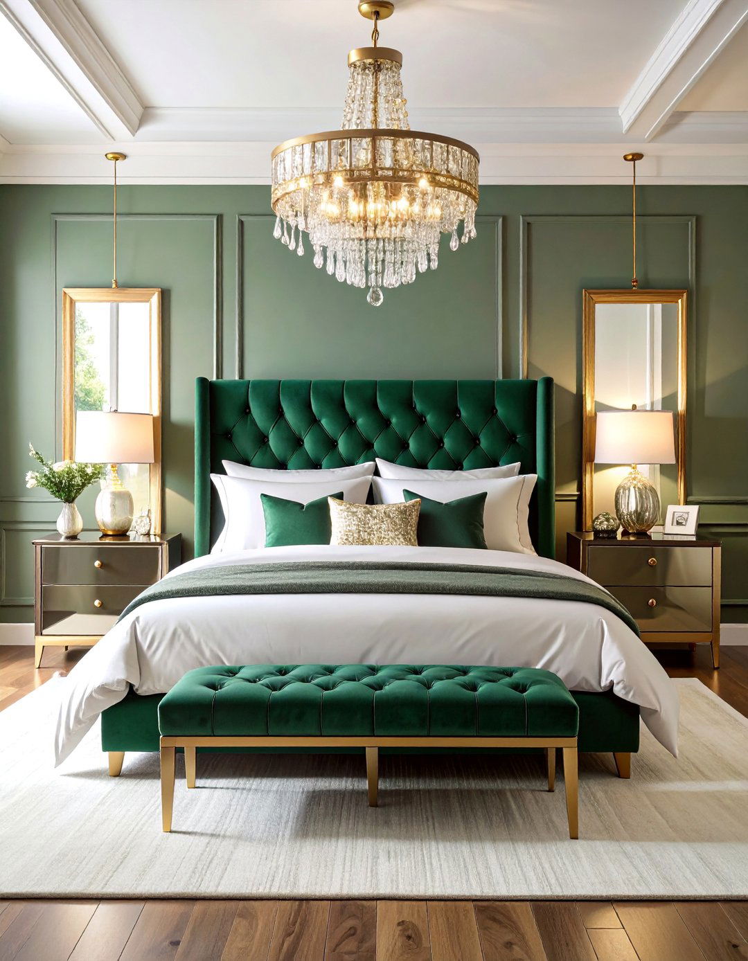 Velvet Tufted Headboard with Crystal Chandelier - 25 Blair Waldorf Bedroom