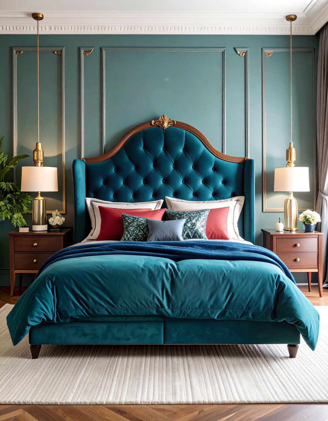 Velvet Upholstered Bed with Curved Headboard - 25 Unique Bed Design Ideas