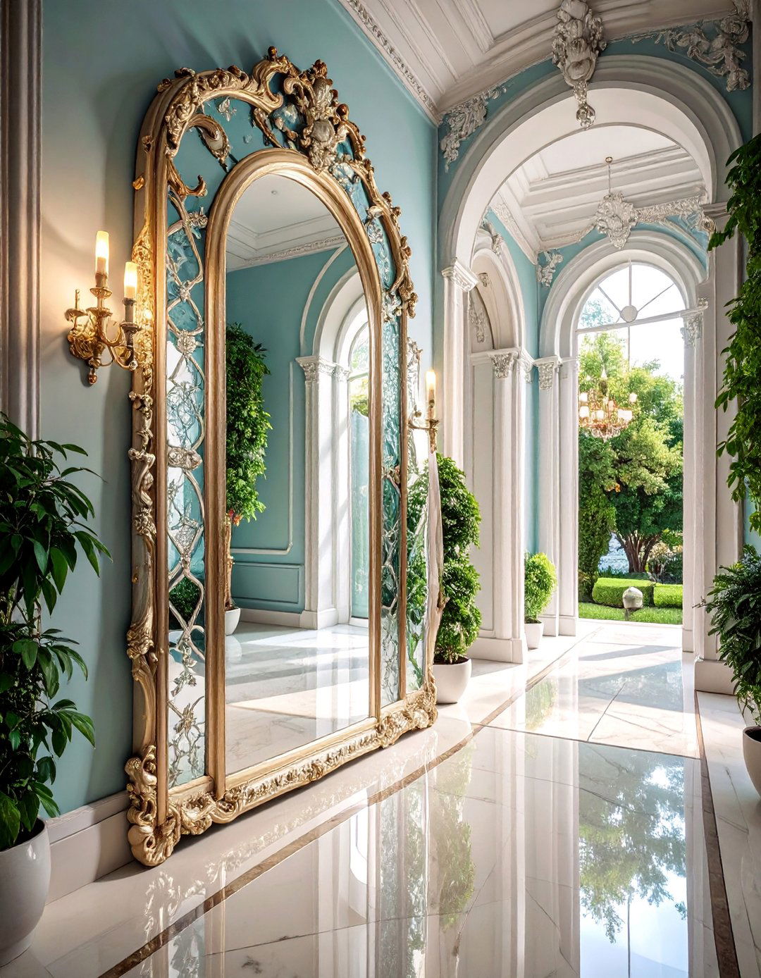 Venetian Mirror with Etched Glass Details - 25 hallway mirror ideas