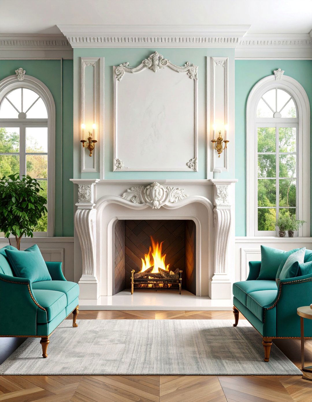 Venetian Plaster Stucco Fireplace with Metallic Accents - 25 Stucco Fireplace Ideas