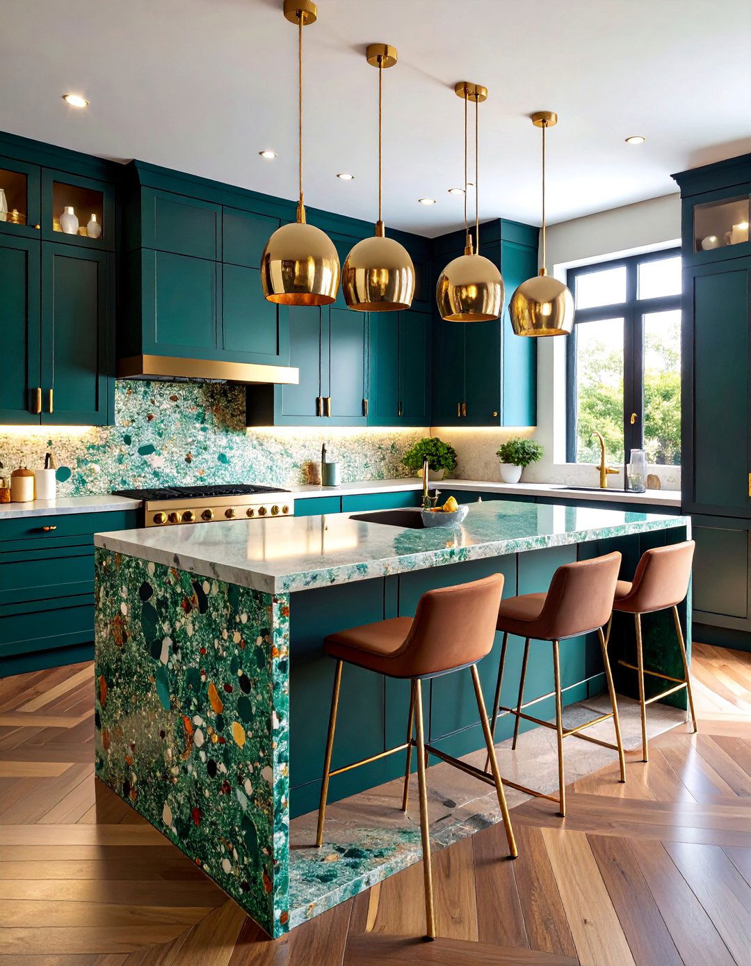 Venetian Terrazzo Kitchen Island with Bold Statement Chips - 25 Terrazzo Kitchen Countertops