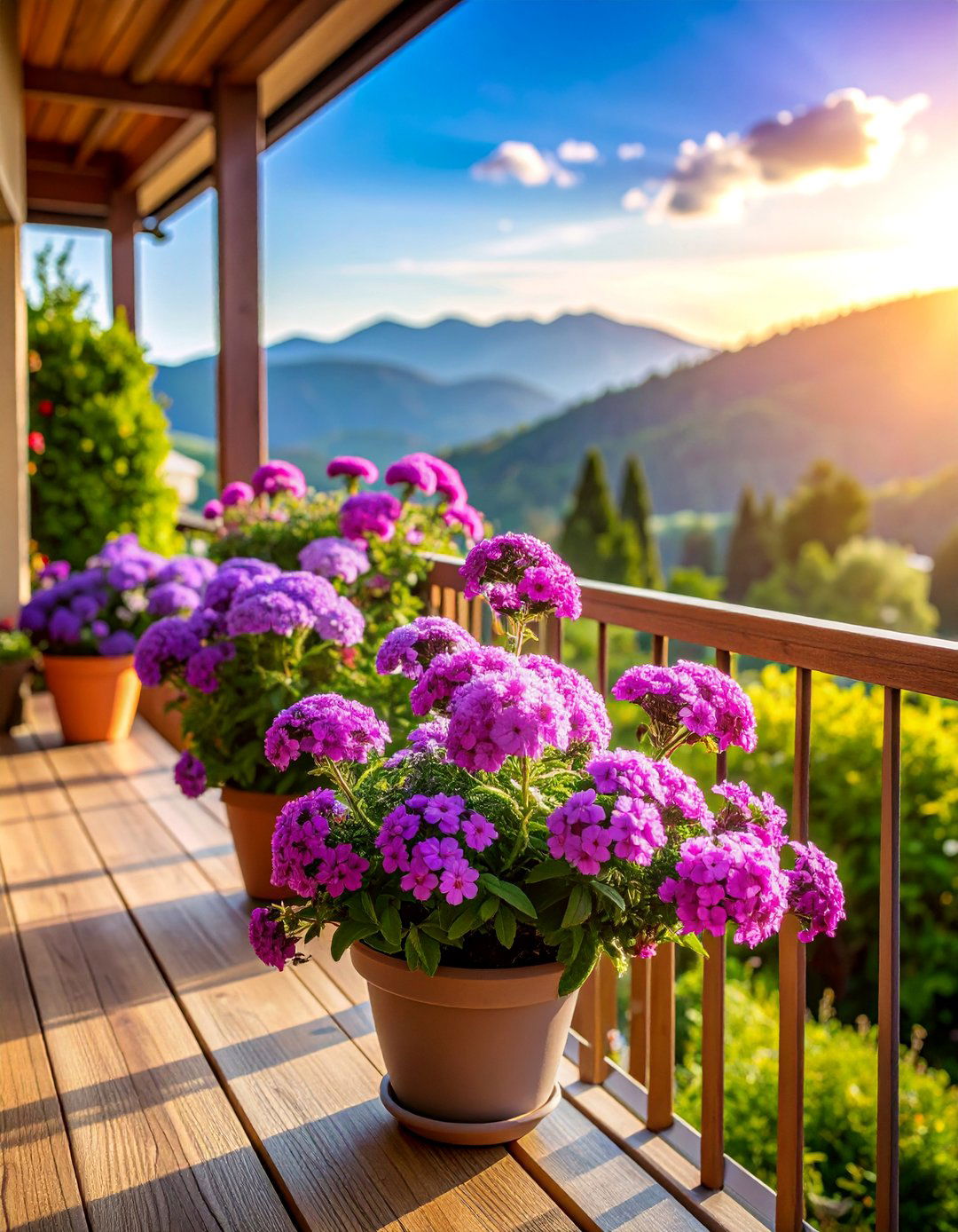 Verbena Vista with Clustering Flower Heads - 25 Flowering Plants for Balcony