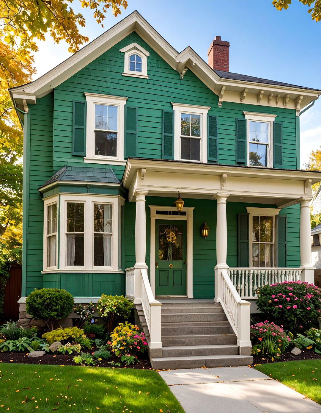 Verdigris Green Historic with Patina Details - 25 Green Exterior House Paint Ideas