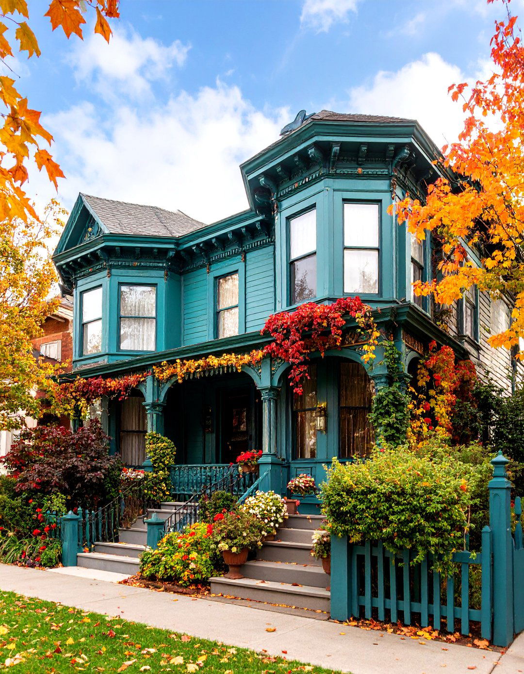 Verdigris Green Victorian Patina with Bronze Details - 25 Green Victorian House Colors