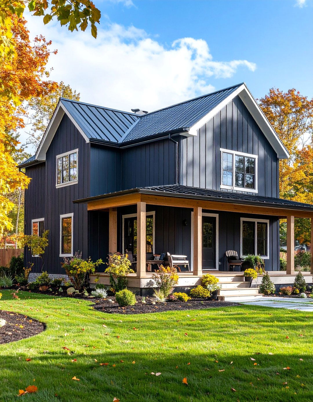 Vertical Black Siding with Metal Roof Farmhouse - 25 Black Modern Farmhouse Exterior Design Ideas