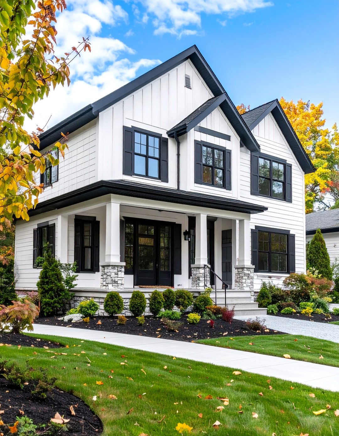 Vertical Board and Batten Emphasis - 25 Black and White House Exterior Ideas