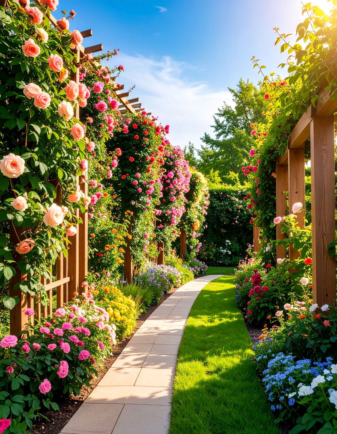 Vertical Flower Bed with Climbing Plants - 25 Flower Bed Ideas