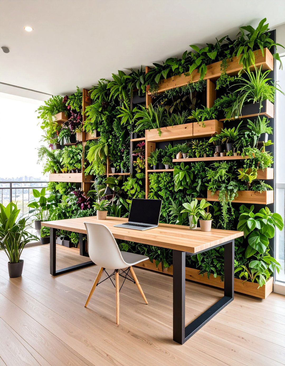 Vertical Garden Balcony Office with Living Walls - 25 Balcony Office Ideas