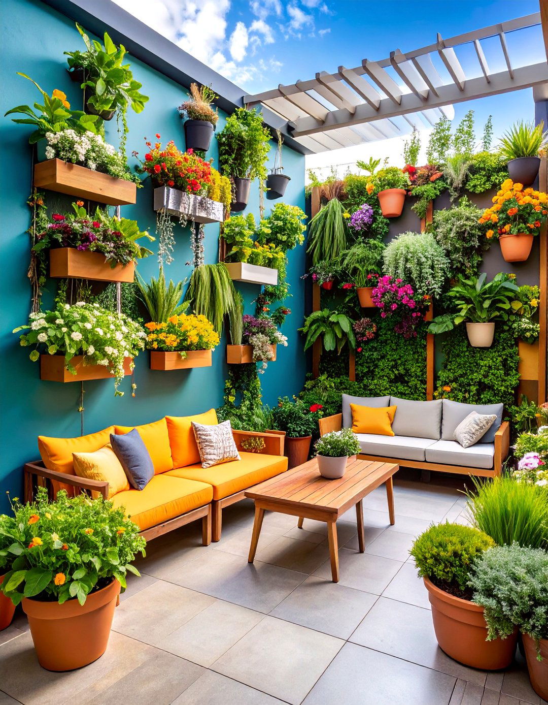 Vertical Garden Patio with Living Walls - 25 Small Backyard Patio Ideas
