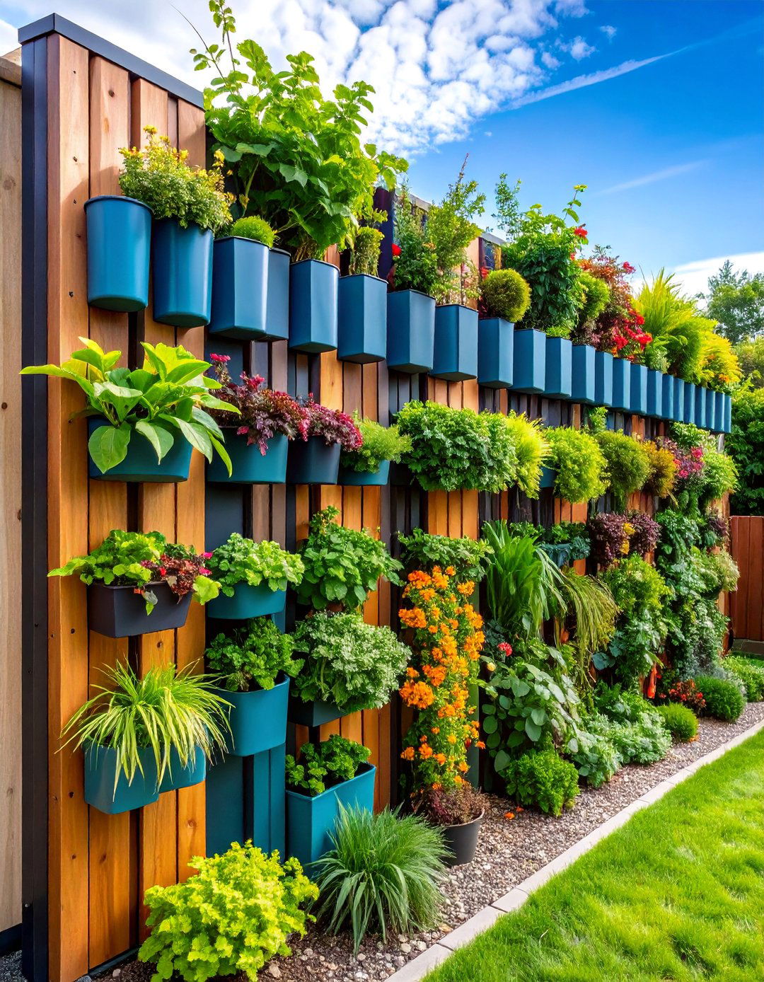 Vertical Garden Pocket Fence with Integrated Planters - 25 Vegetable Garden Fence Ideas