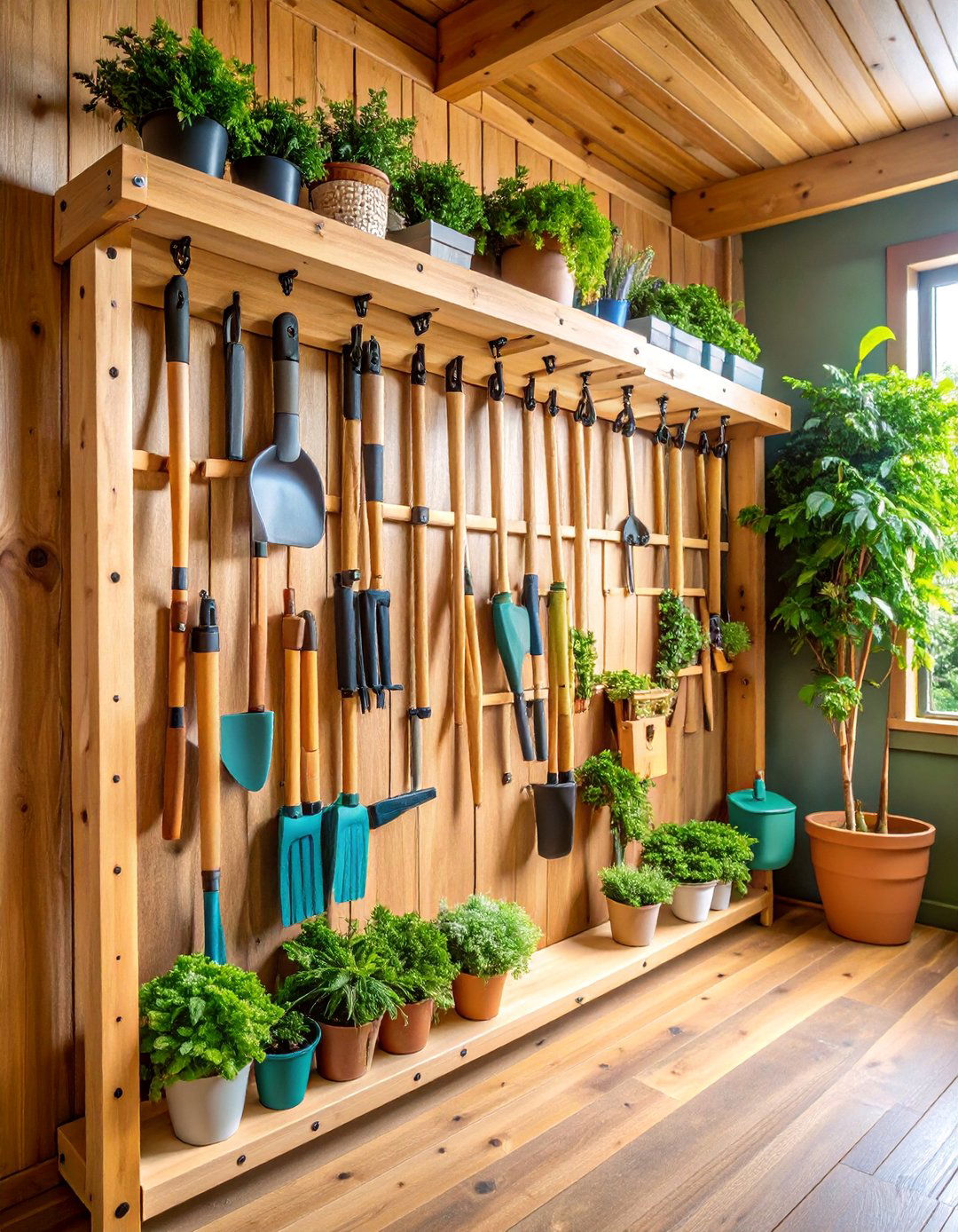 Vertical Garden Tool Storage Racks - 25 Shed Shelving Ideas