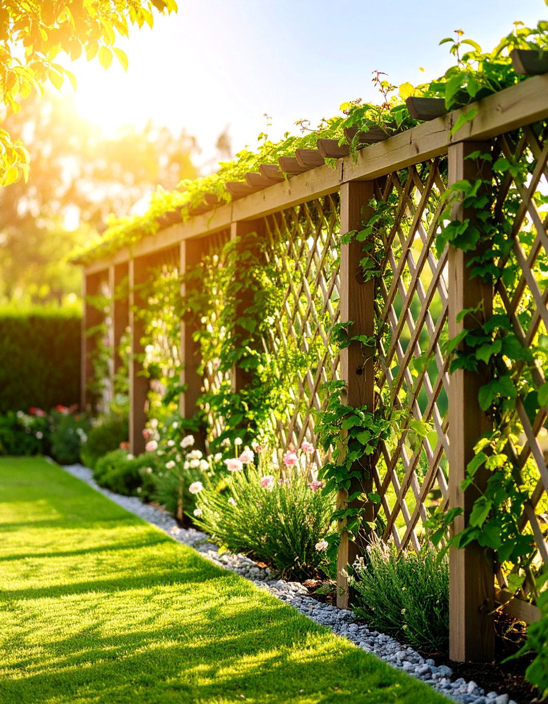 Vertical Garden Trellis Fence with Climbing Plant Support - 25 Decorative Fence Ideas