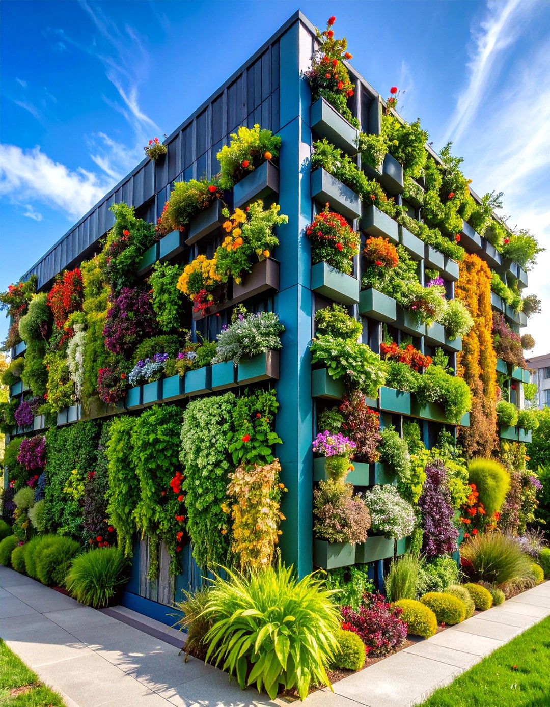 Vertical Garden Wall with Living Plant Display - 25 Landscaping Ideas