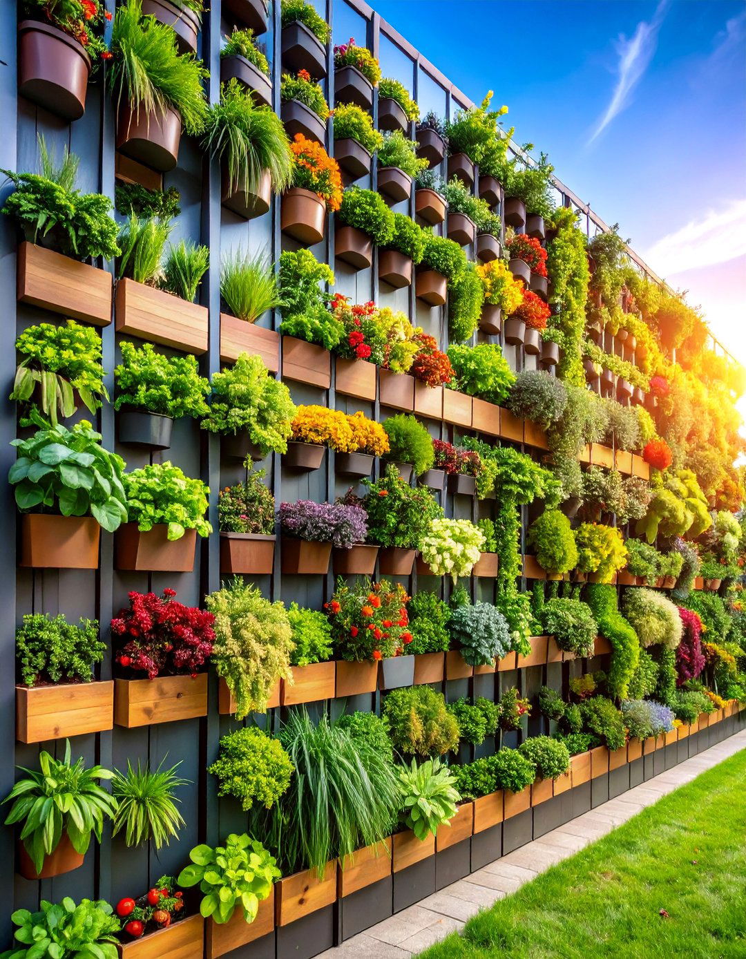 Vertical Garden Wall with Modular Planting Systems - 25 Garden Wall Ideas