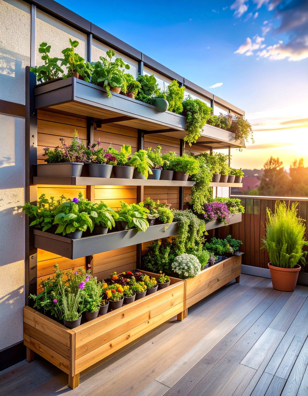 Vertical Herb Garden with Culinary Focus - 25 Balcony Over Garage Ideas