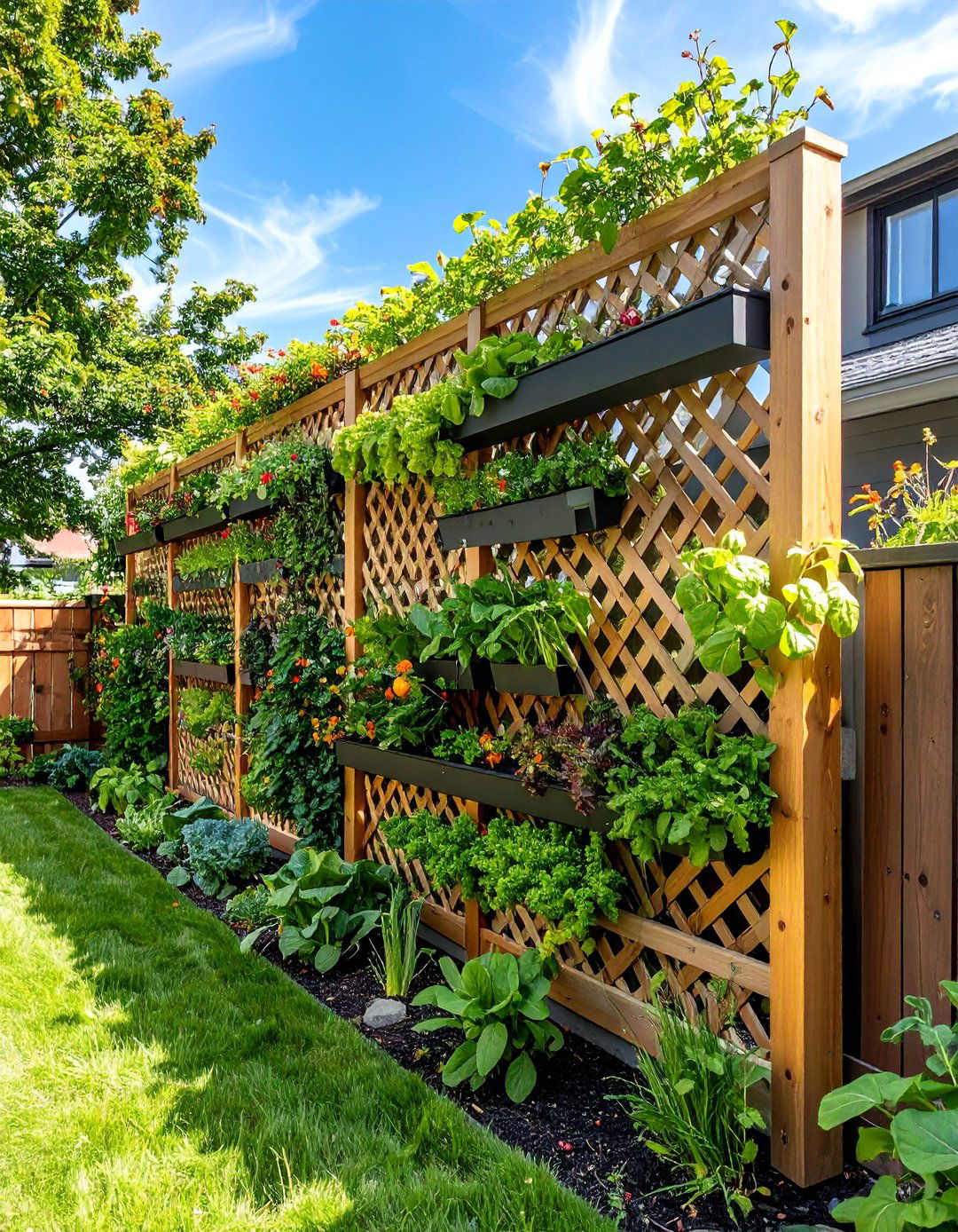 Vertical Kitchen Garden Lattice Fence - 25 Lattice Fence Ideas
