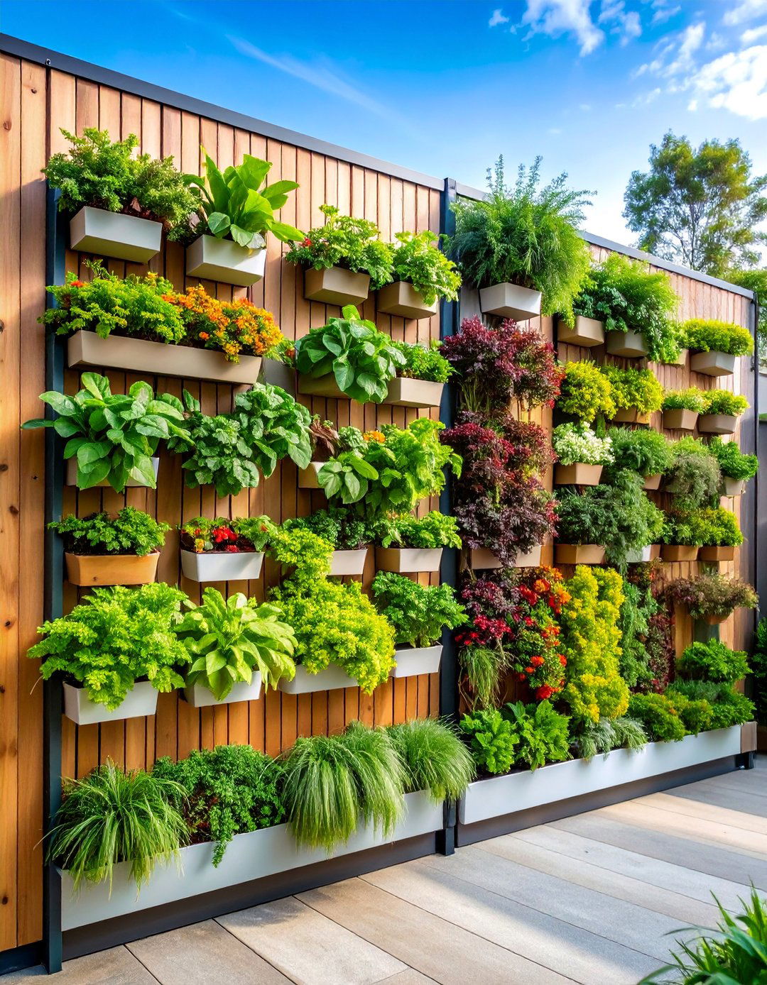 Vertical Living Wall Garden with Hydroponic Elements - 25 Raised Garden Bed Along Fence Ideas