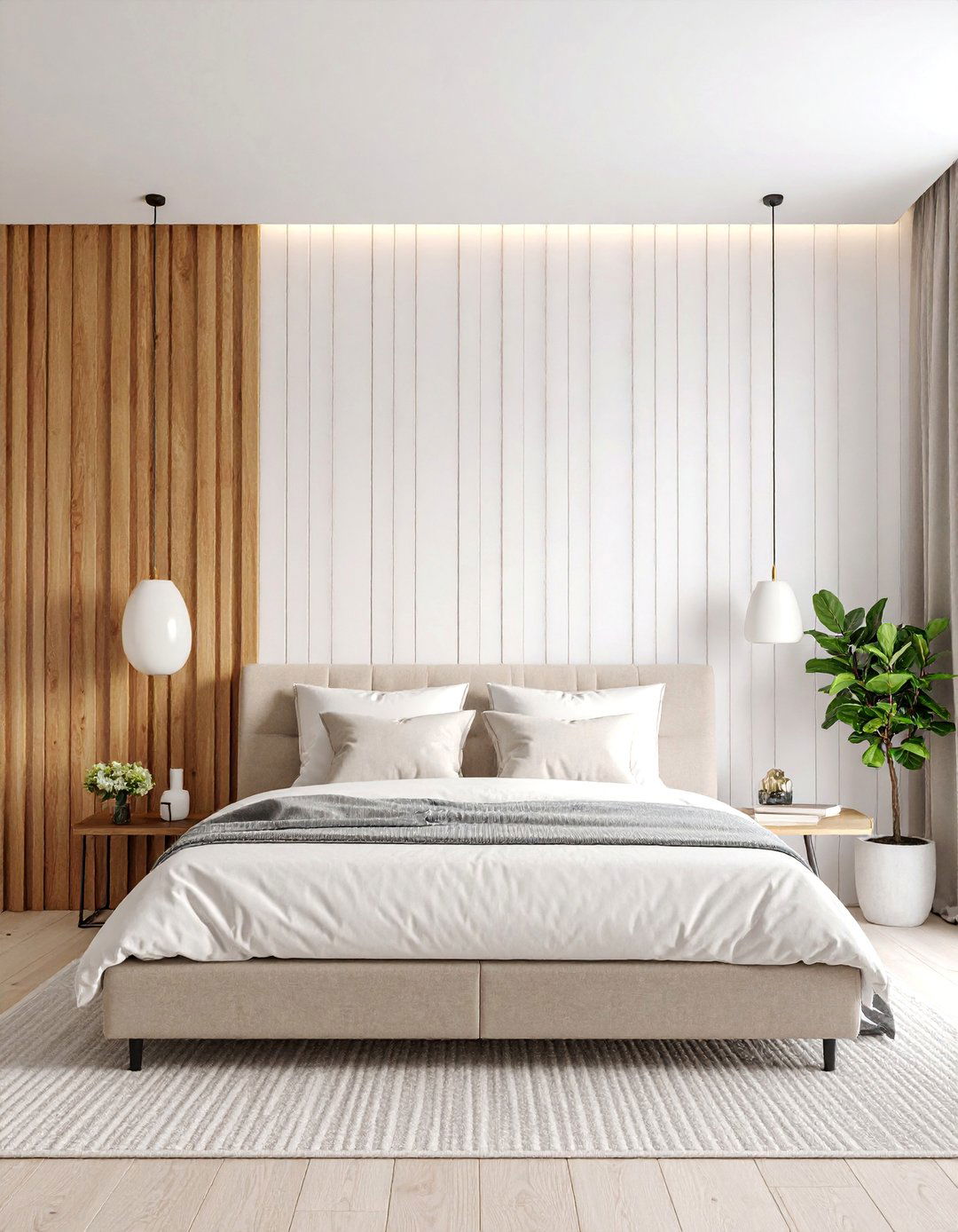 Vertical Master Bedroom Drama - 25 shiplap accent wall ideas