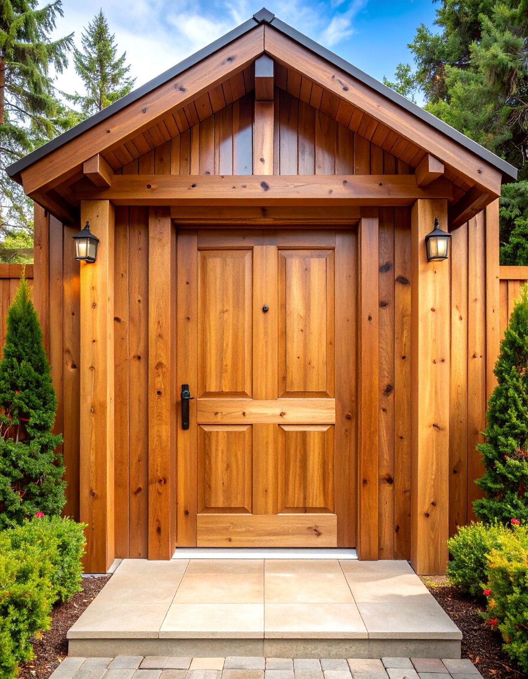 Vertical Plank Door with Board Construction - 25 Farmhouse Front Door Ideas