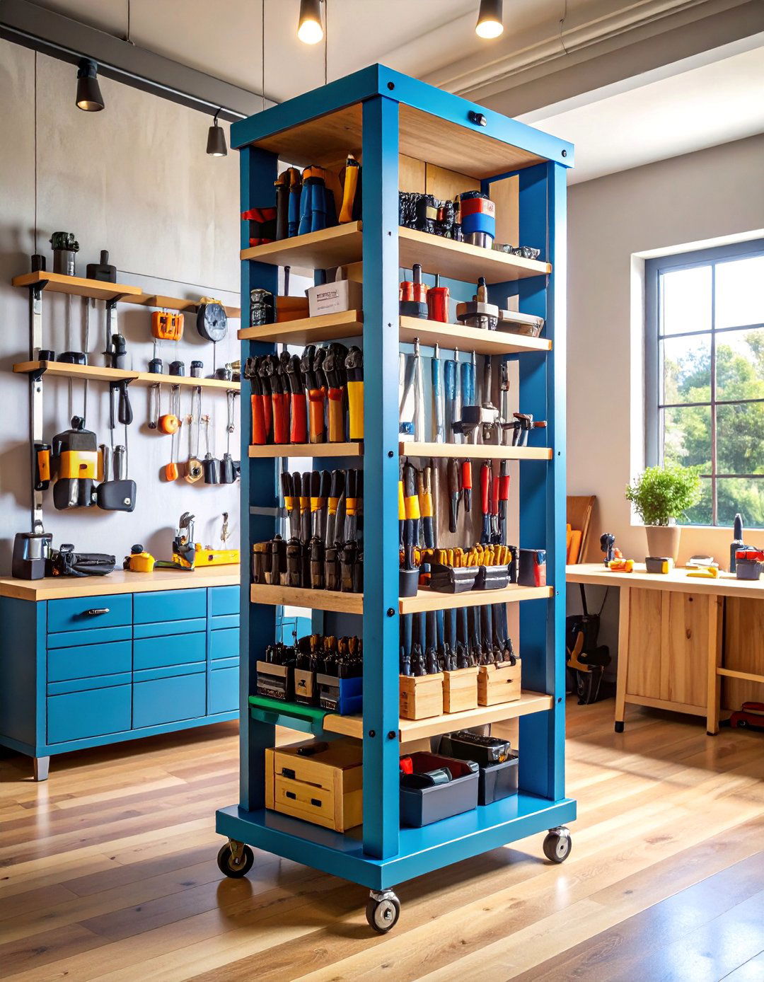 Vertical Power Tool Tower with Rotating Access - 25 Power Tool Storage Ideas