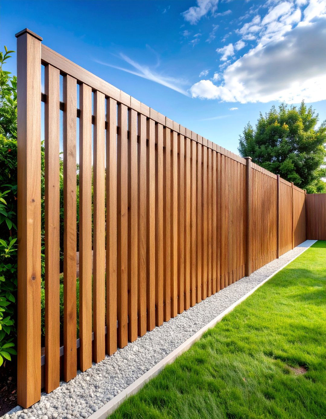 Vertical Slat Modern Fence with Spacing - 25 Wood Fence Ideas