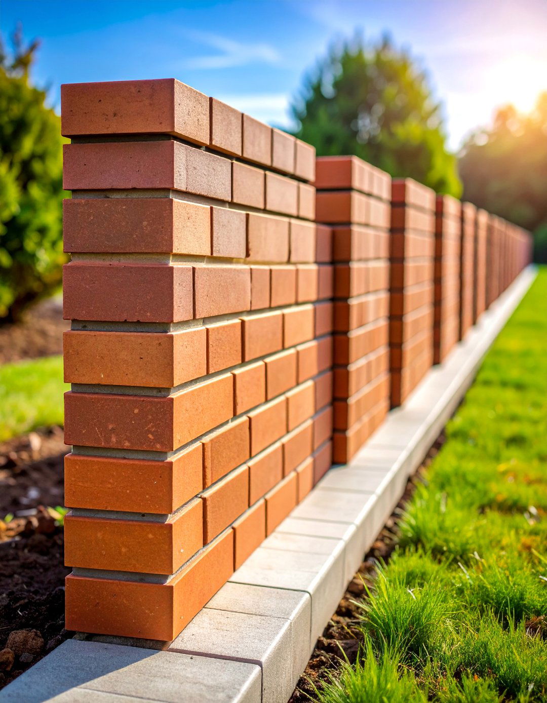 Vertical Soldier Course Brick Edging - 25 Brick Edging Ideas