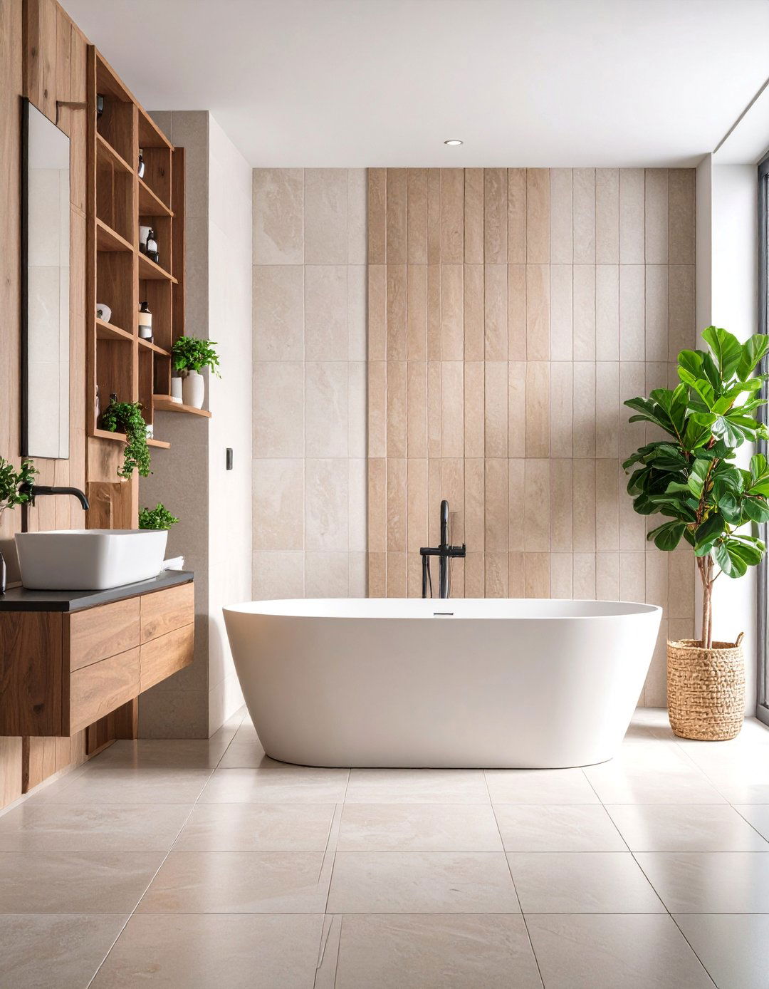 Vertical Stack Bond Ceramic Surround - 25 Bathtub Surround Ideas