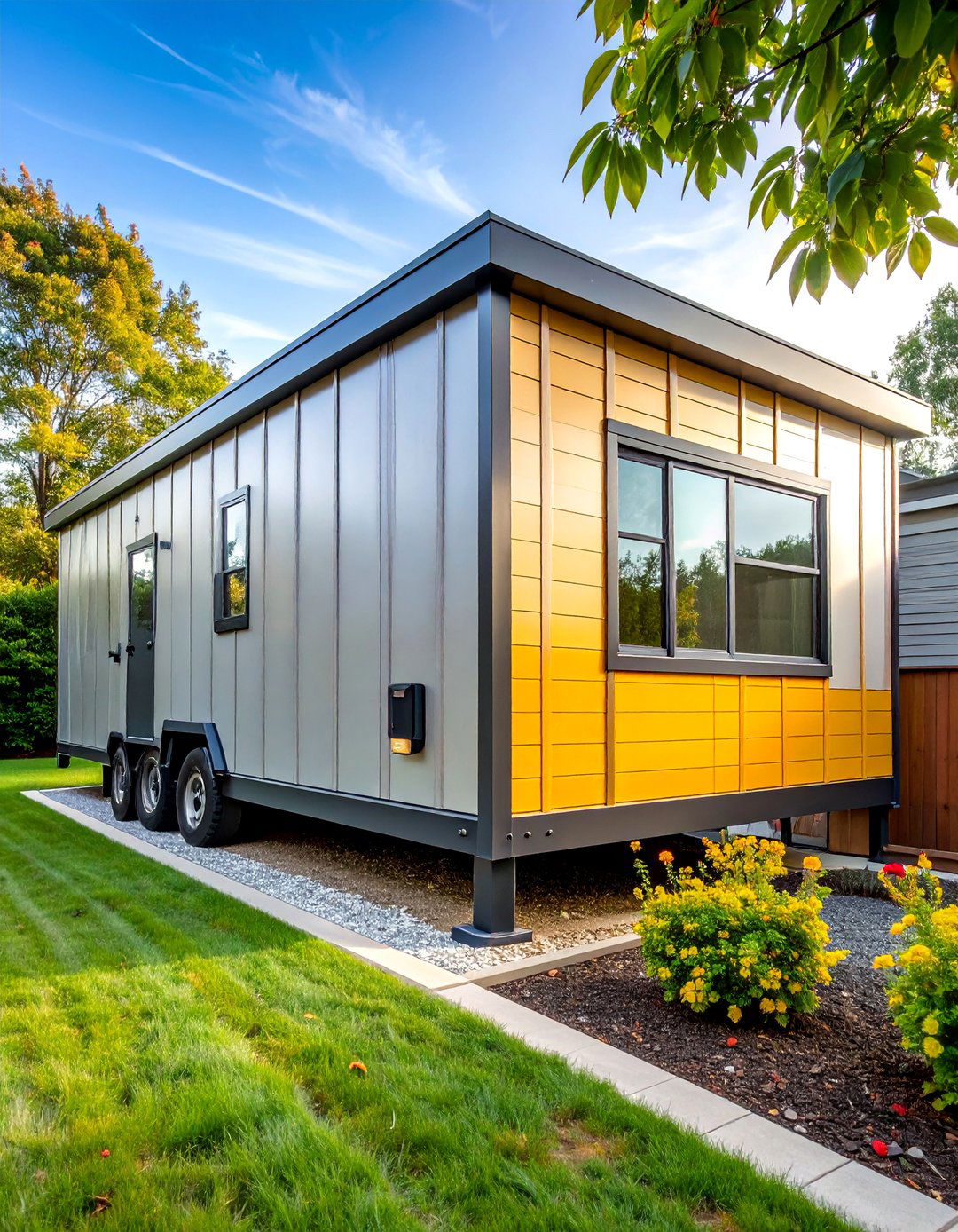 Vertical Steel Panel Siding with Industrial Character - 25 Mobile Home Siding Design Ideas