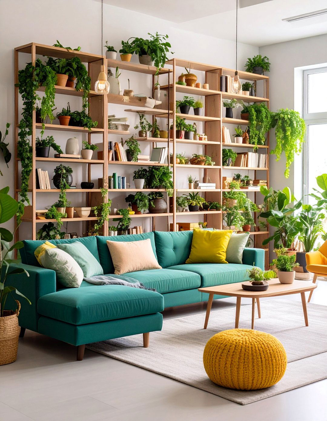 Vertical Storage Living Room with Floor to Ceiling Shelving - 25 Small Living Room Ideas