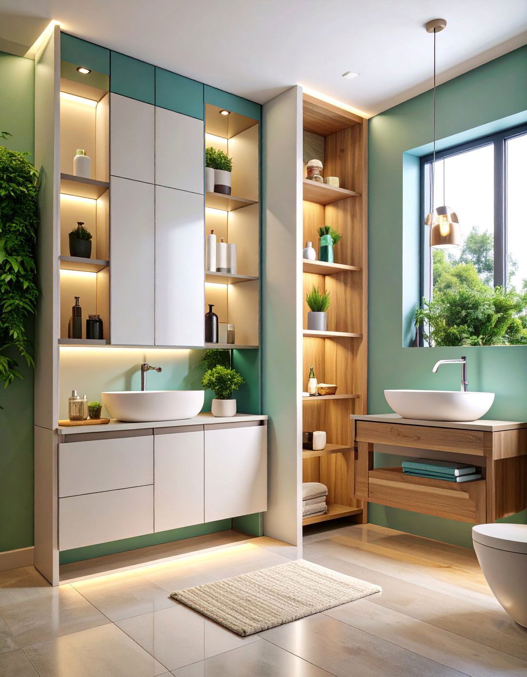 Vertical Storage Tower Design - 25 Small Master Bathroom Ideas