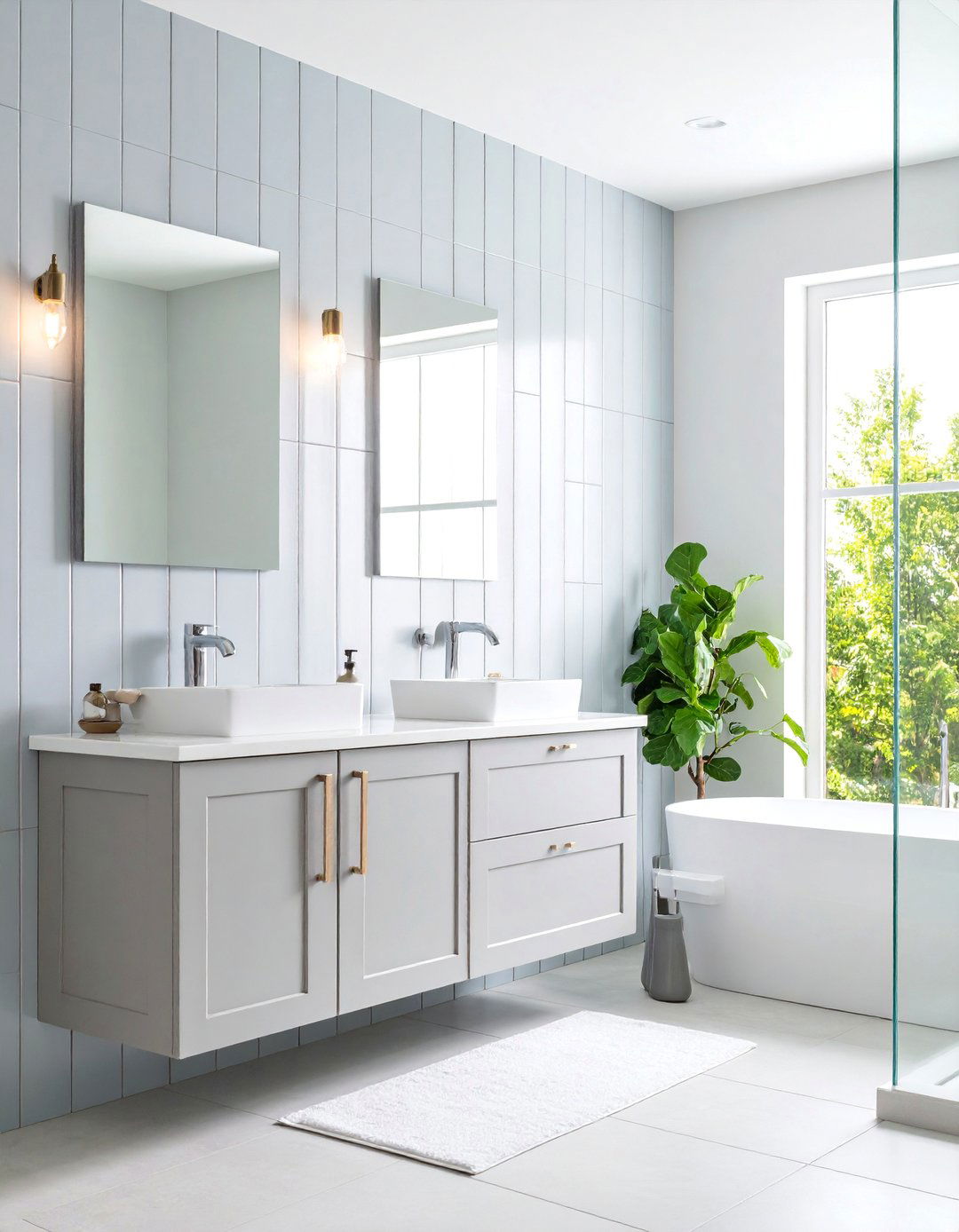 Vertical Subway Tile Innovation - 25 Small Bathroom Flooring Ideas