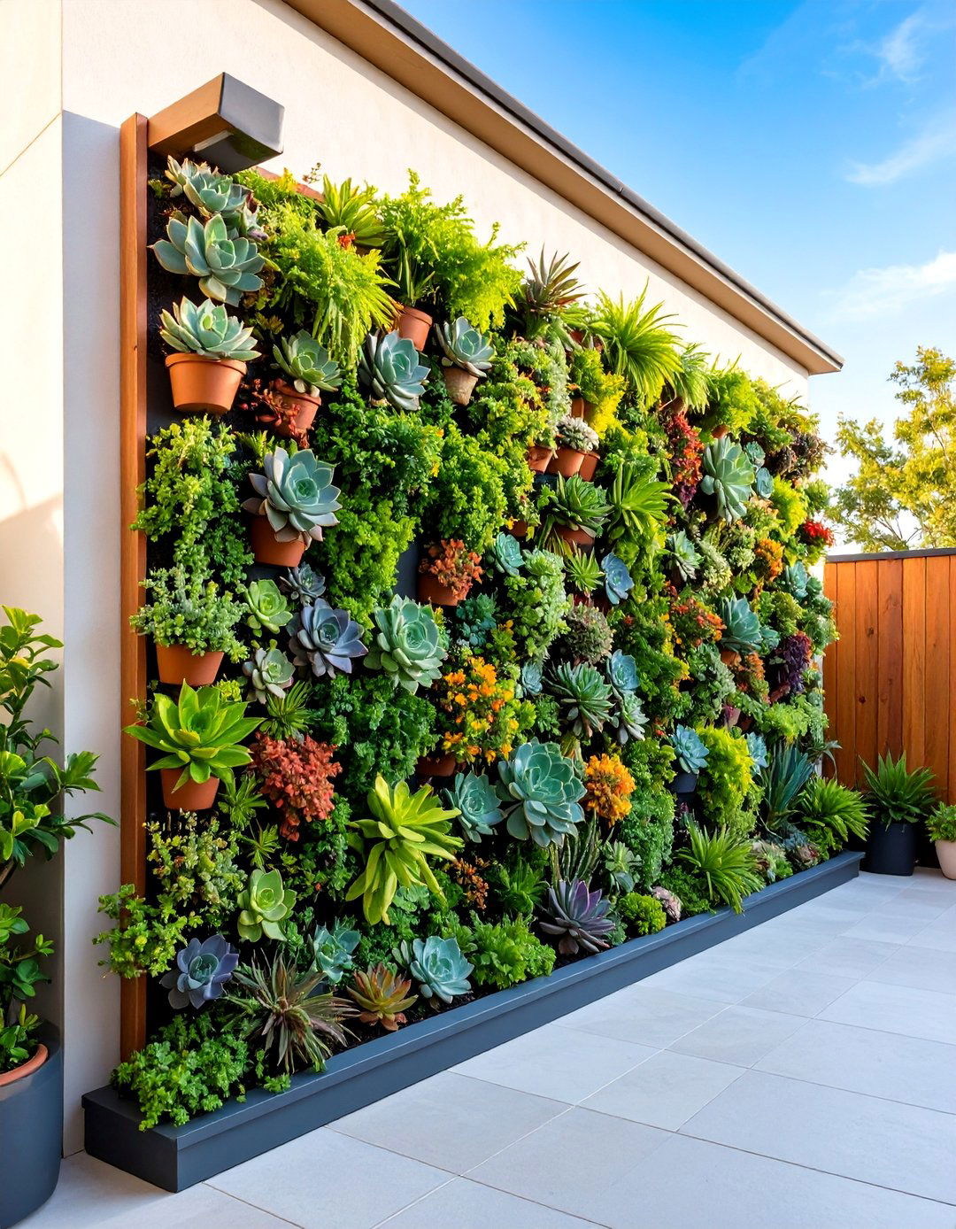 Vertical Succulent Garden Wall with Drip Irrigation - 25 Patio Wall Ideas