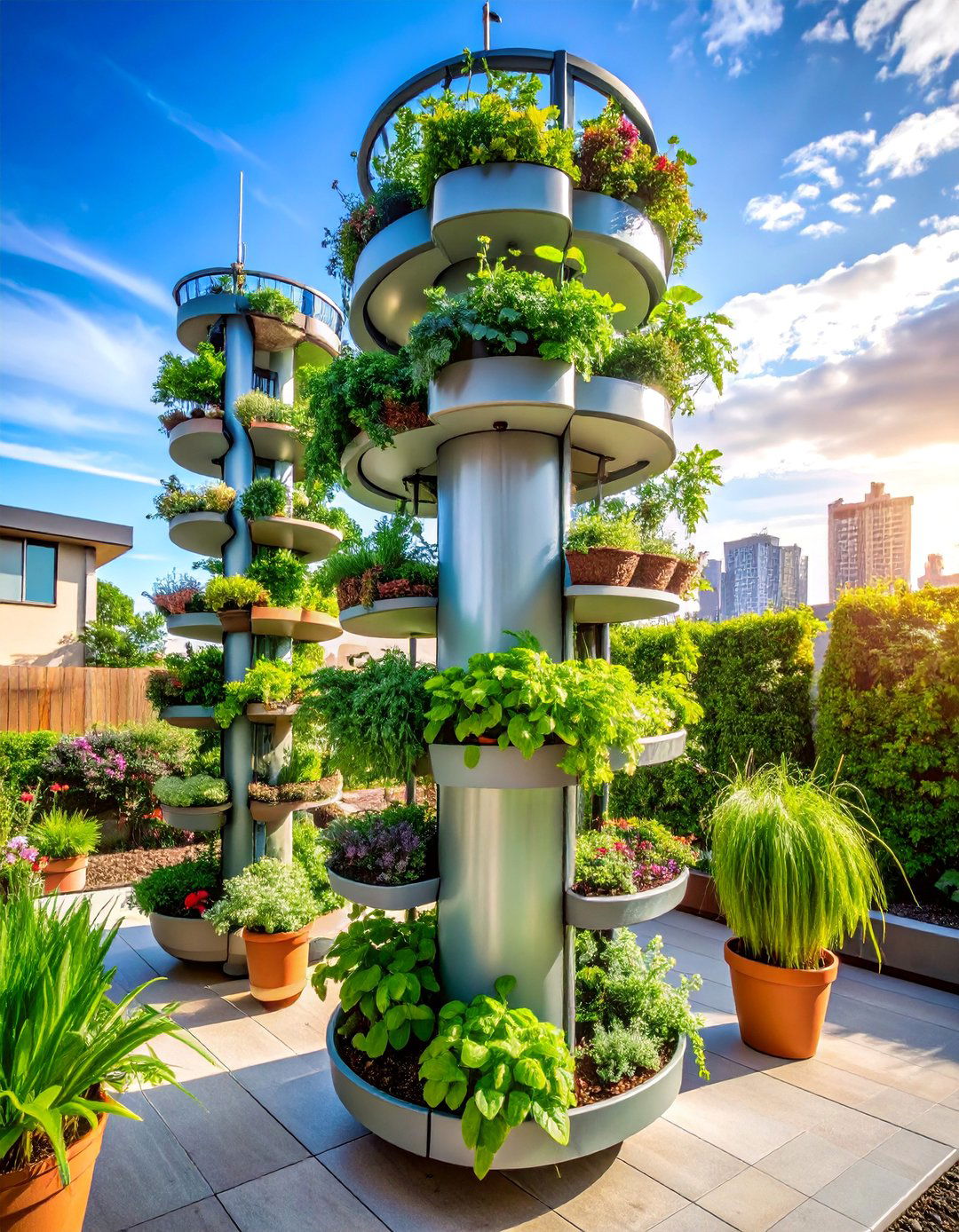 Vertical Tower Garden with Rotating Capability - 25 Herb Garden Ideas