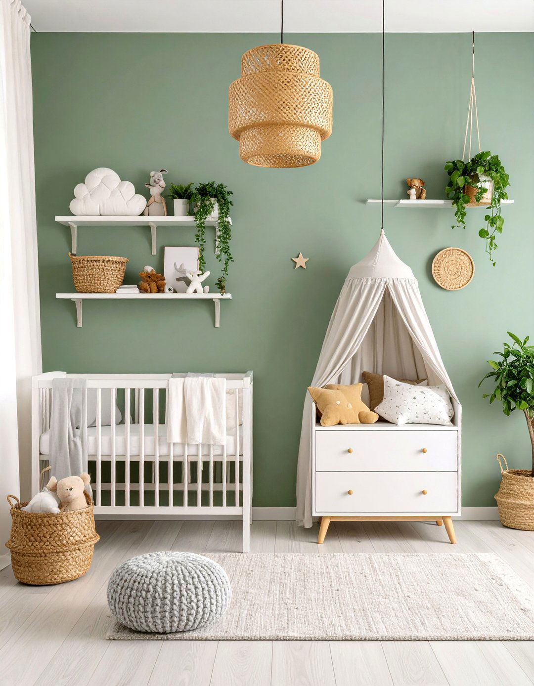 Vertical Wall Storage Nursery with Floating Elements - 25 Small Nursery Ideas