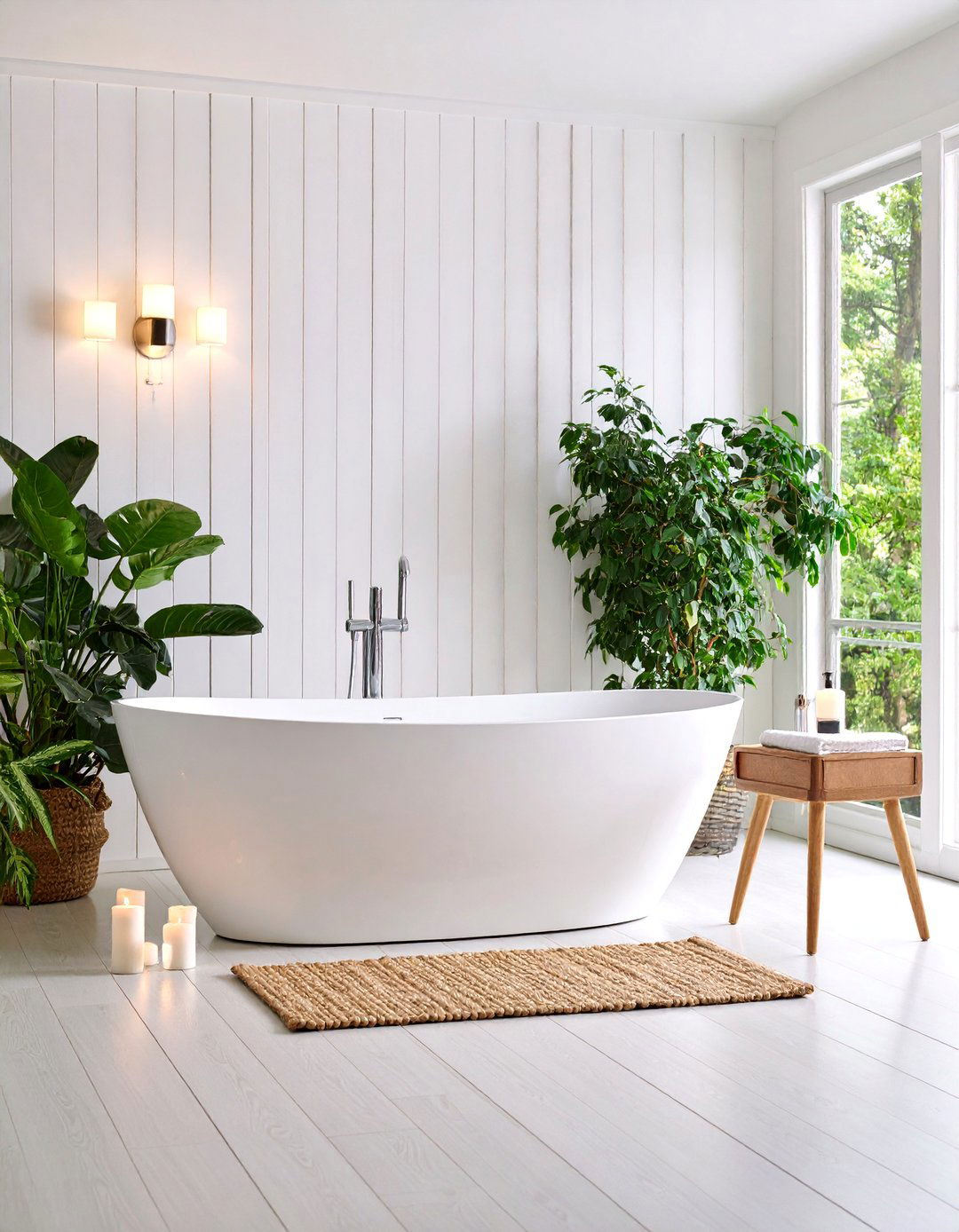 Vertical White Shiplap Behind Freestanding Tub - 25 shiplap bathroom ideas