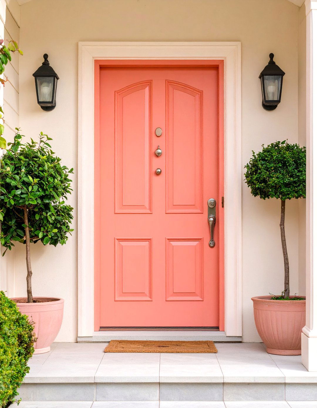 Vibrant Coral Front Door - 25 Mid Century Front Door Colors