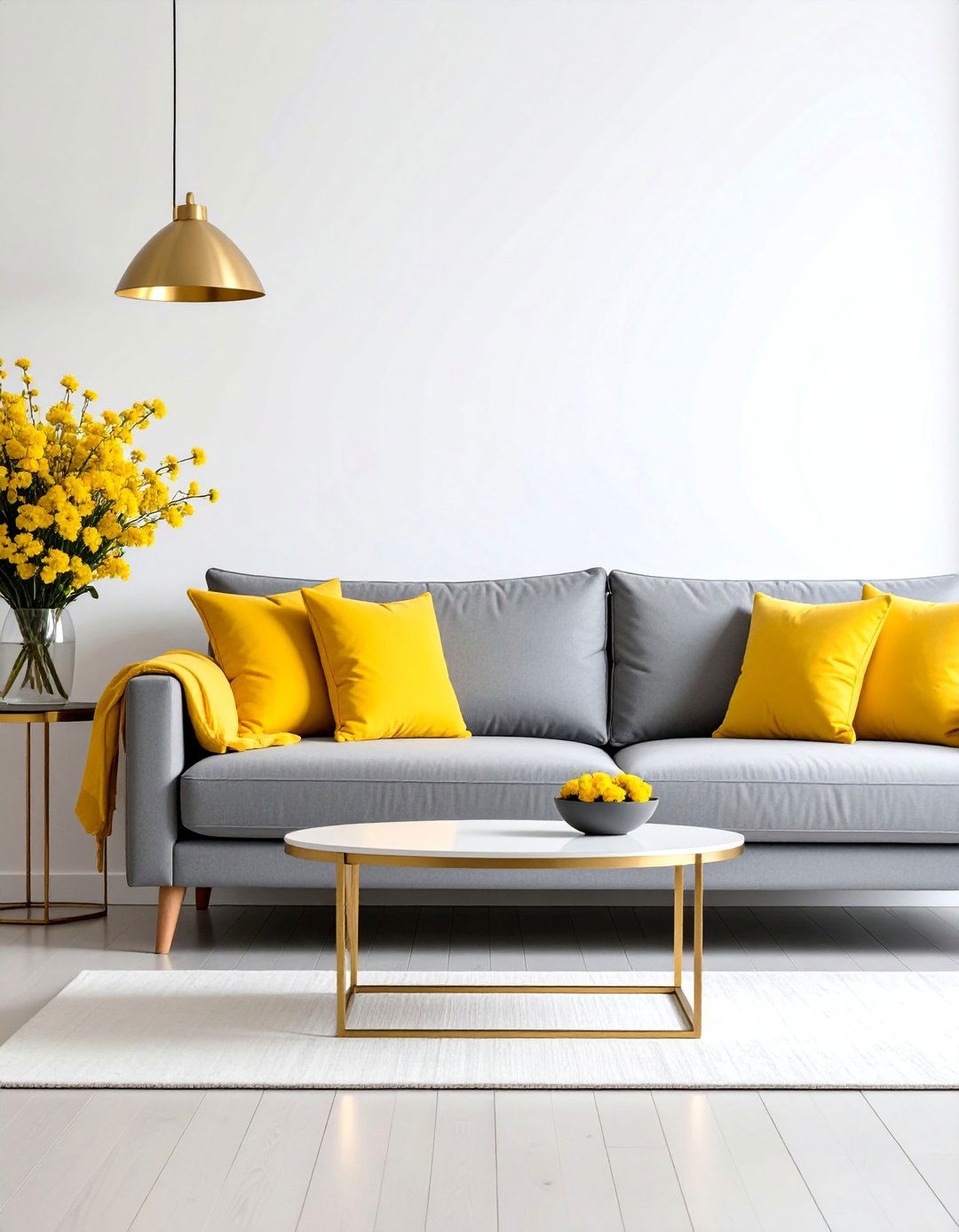 Vibrant Grey Sectional with Bold Yellow Accents - 25 Grey Sectional Living Room Ideas