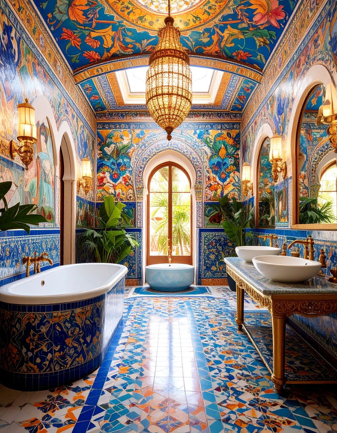 Vibrant Mosaic Spanish Style Bathroom - 25 Spanish Style Bathroom Ideas
