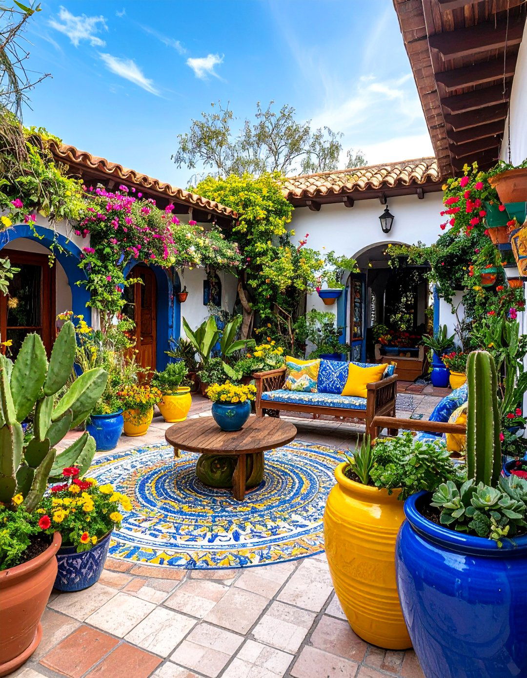 Vibrant Talavera Tile Patio with Color Accents - 25 spanish style patio ideas