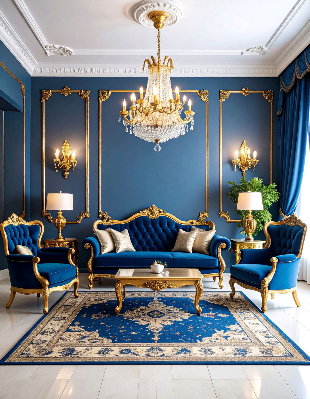 Victorian Blue and Gold Living Room - 25 Blue and Gold Living Room Ideas